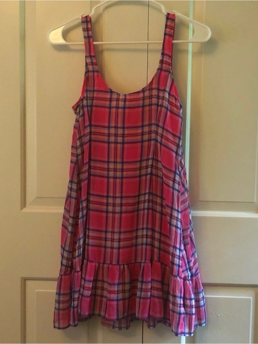 Hollister Pink Plaid Ruffle-Hem Sundress